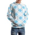 thumbnail image 5 of Blue Checkered Pattern Background Men's Women Vintage 3D Hooded Sweatshirt - All-Season Loose Fit Streetwear, 5 of 6