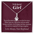 thumbnail image 2 of To My Girlfriend The Reason For First Love Story Alluring Ribbon Necklace Message Card, 2 of 7