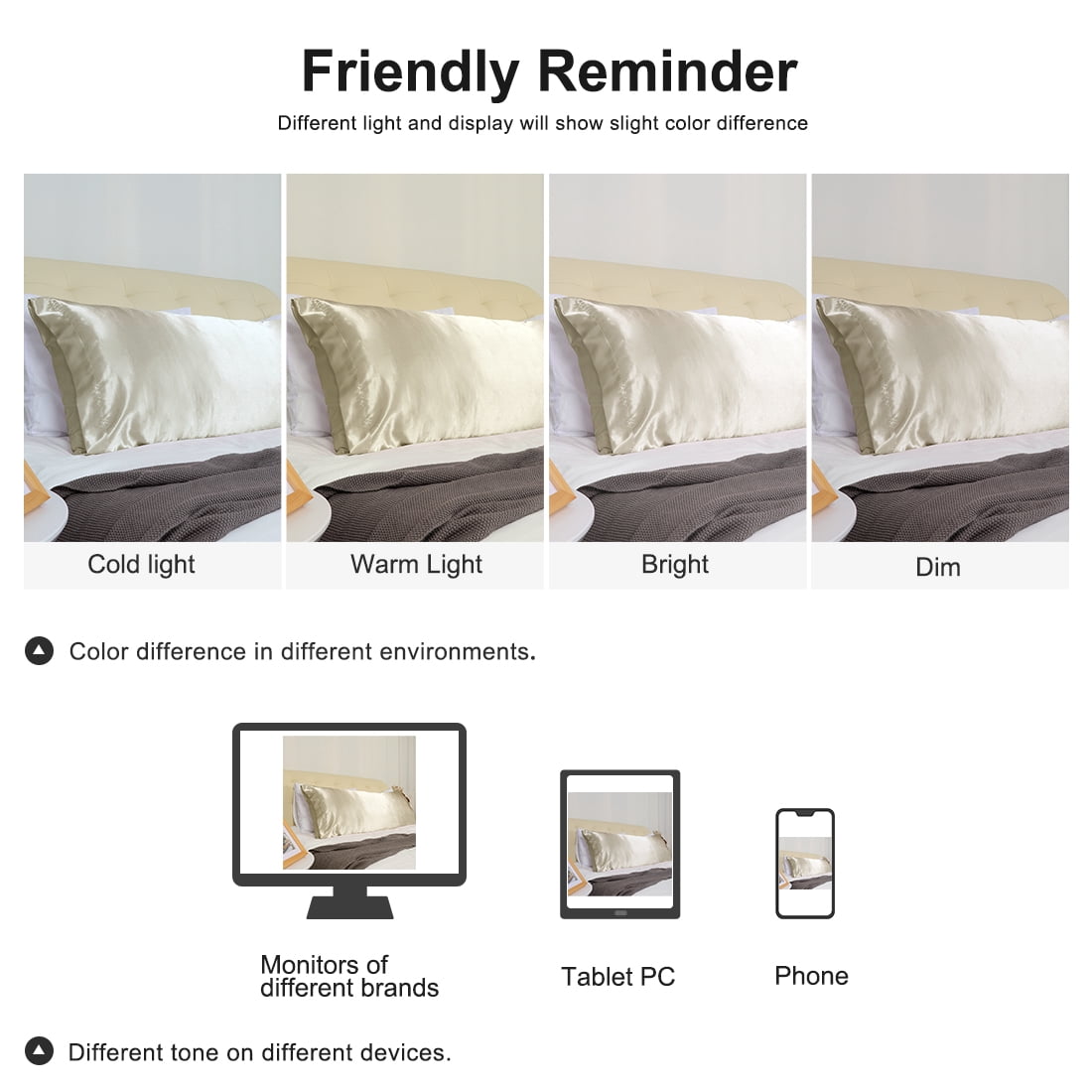 Unique Bargains 2 Pack Polyester Satin Body Pillow Cover 20" x 54" Taupe