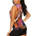 thumbnail image 3 of Xecao Oil Paintings of Elephants print women's scoop neck, loose-fit workout tank tops for the gym., 3 of 9