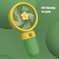 thumbnail image 6 of Volra Clearance Mini Portable Handheld Fan, Cute Design Fruits Personal Desk Fan with Phone Holder Base, Lightweight USB Rechargeable Fan for Stylish Girl Women Travel Indoor Outdoor, Green, 6 of 8