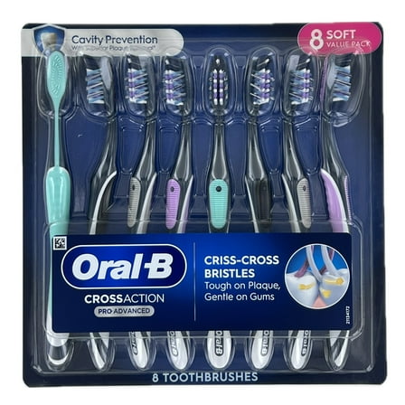 Oral-B Cross Action Pro Advanced Toothbrush, 8 Count (Soft)