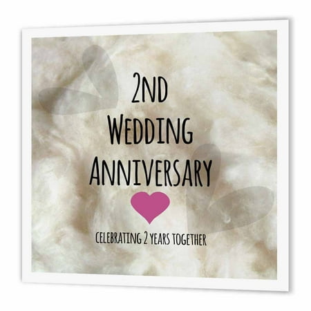 3dRose 2nd Wedding  Anniversary  gift  Cotton celebrating 2 