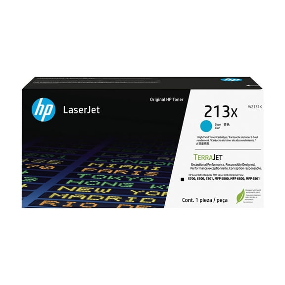 HP 213X High Yield Cyan Original LaserJet Toner Cartridge, ~6,000 pages, W2131X