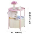 thumbnail image 2 of Round Side End Tables with Storage Bag for Living Room Bedroom, Industial Small Side Accent Bedside Table Metal, Pink, 2 of 9