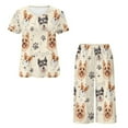 thumbnail image 5 of DISNIMO Golden Retriever Printed Pajama Set for Women, Corgi Printed Sleepwear Soft 2 Piece Pjs Set Short Sleeve Tops and Capri Pant Lounge, XL, 5 of 7
