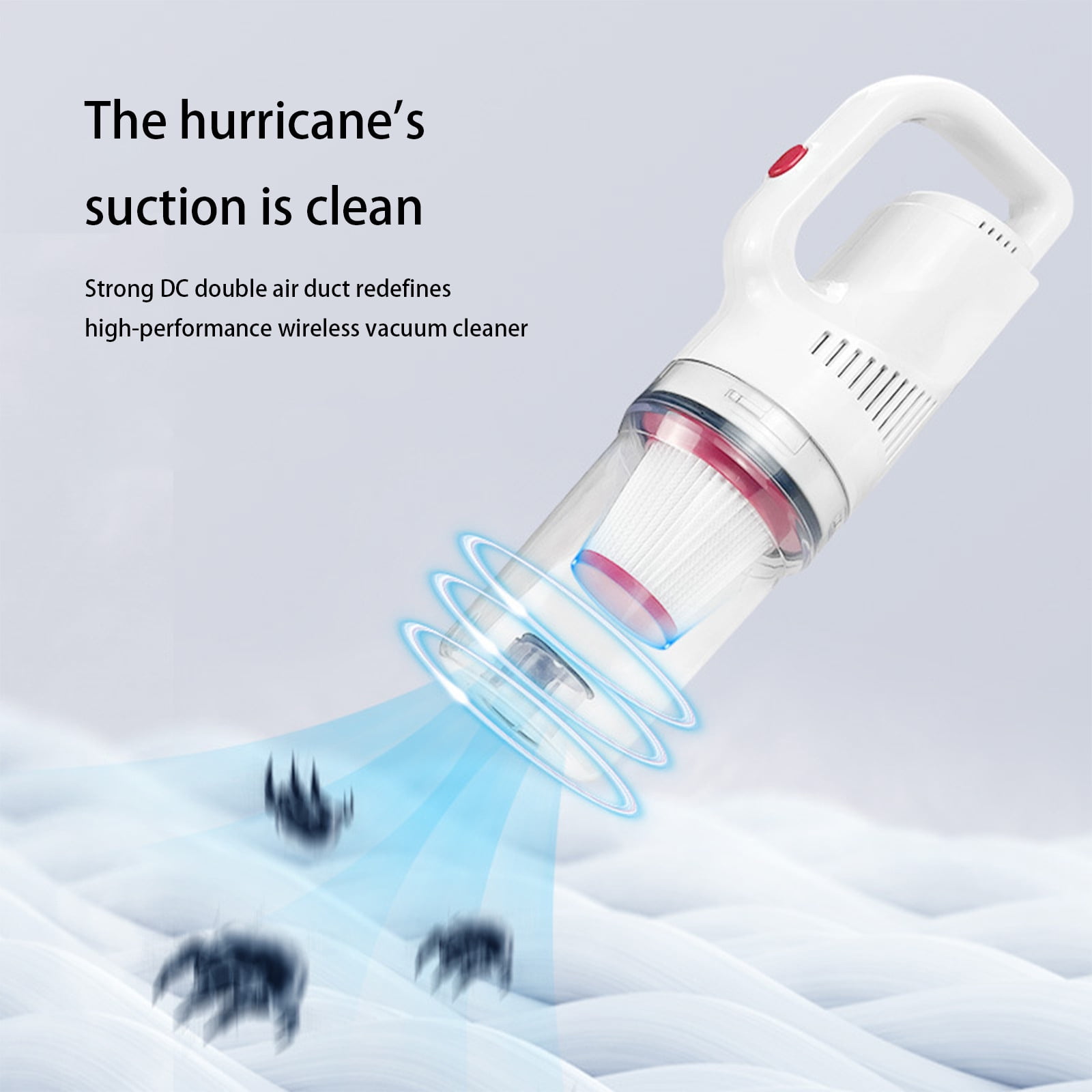 Portable Handheld Vacuum Cleaner,12000Pa High Power Suction Wet & Dry Wireless Mini Vacuum,Compact Design with Long Battery Life and Easy Filter Cleaning,for Cars,Floors,and Stairs-White