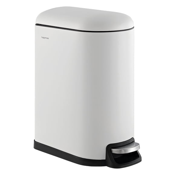 happimess HPM1010C Roland 10.6-Gallon Step-Open Trash Can, Cotton White