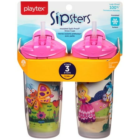 Playtex Sipsters 9 oz Insulated Straw Cups Stage 3 12 m+, 2 count