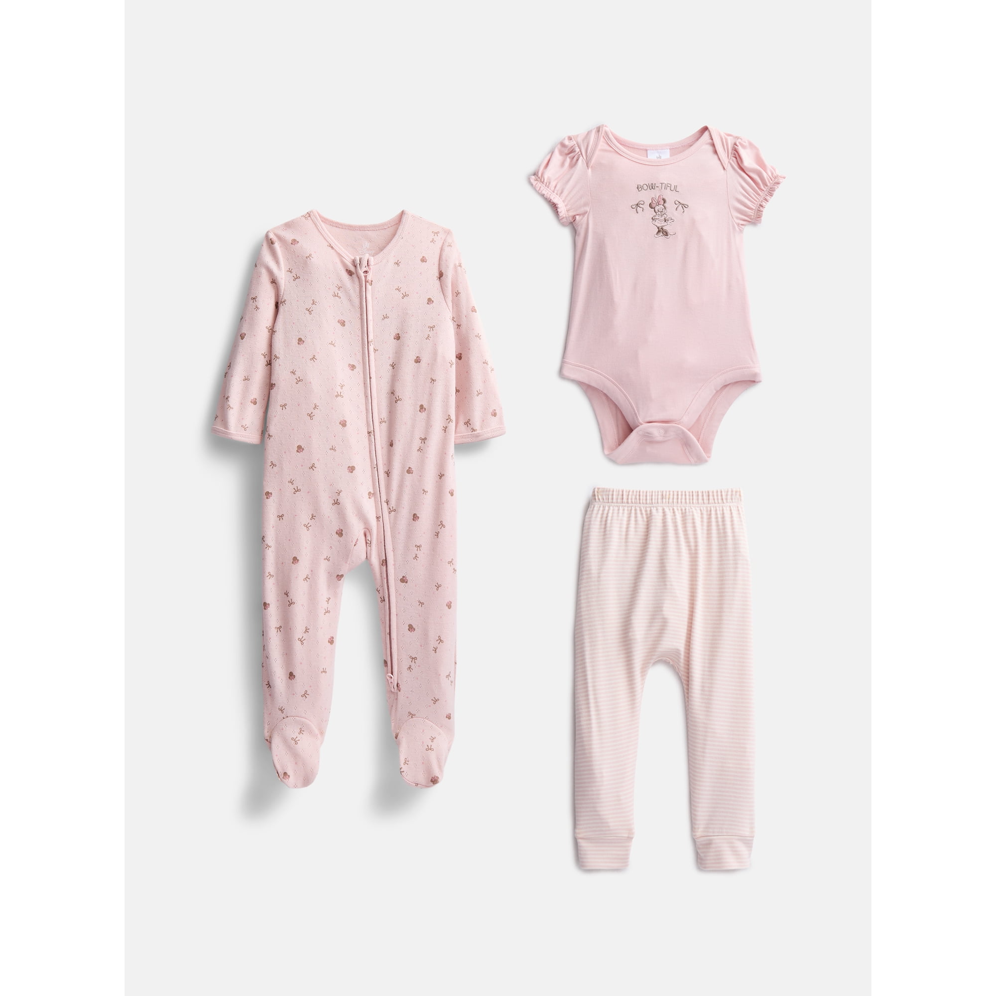 Disney Baby Wishes + Dreams Minnie Mouse Sleep and Play Set, 3-Piece, Sizes Newborn-6/9M