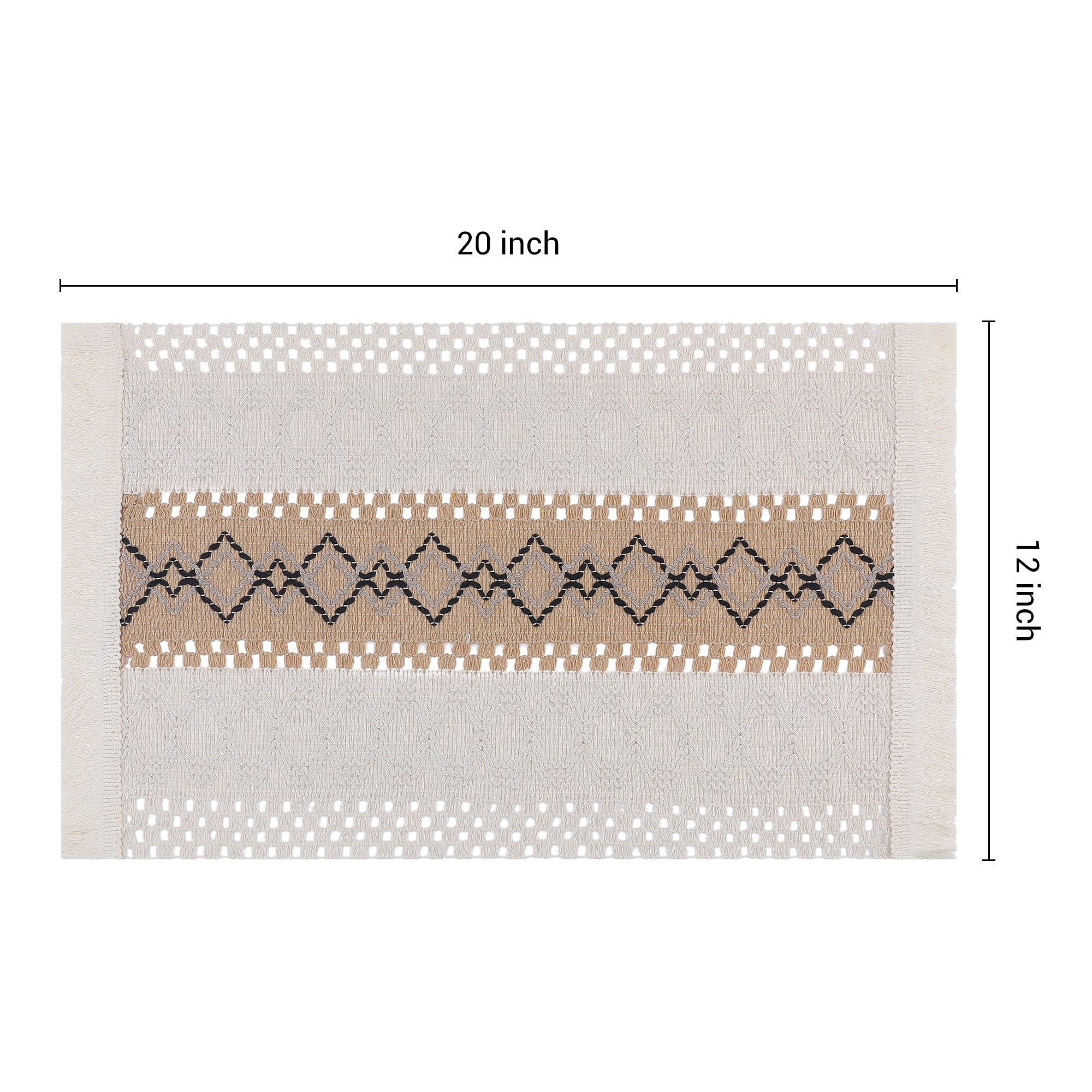 Unique Bargains Set of 4 Farmhouse Placemats for Dining Table Decor White-Brown-Black