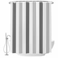 thumbnail image 2 of Grey Striped Waterproof Fabric Shower Curtain, Minimalist Farmhouse Stripe Waterproof Fabric Shower Curtain for Bathroom Curtains Bathtubs Hotel Washable Shower Curtains with 12 Hooks Standard 66x72, 2 of 8