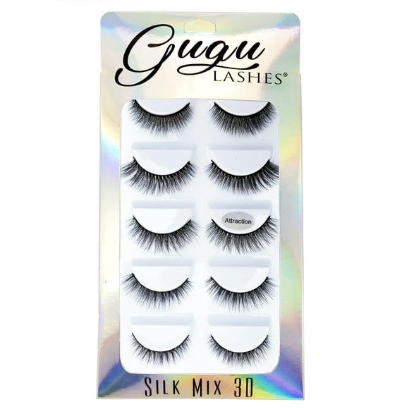 PESTAÑAS SILK MIX 3D ATTRACTION GUGU LASHES GUGU LASHES 5 pares diferentes