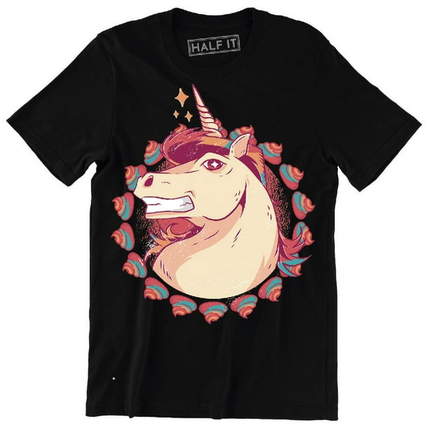 Half It Colored Unicorn With Styled Hair Funny Fantasy Animal T Shirt Walmart Com Walmart Com