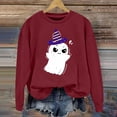 thumbnail image 2 of NMMUED Chandail d'Halloween pour Femmes, Chandails Surdimensionnés pour Femmes, Col Rond d'Halloween, Hauts Mignons pour Femmes, Chandails d'Halloween pour Femmes, Chandails Graphiques pour Femmes, Bourgogne 3TG, 2 of 4