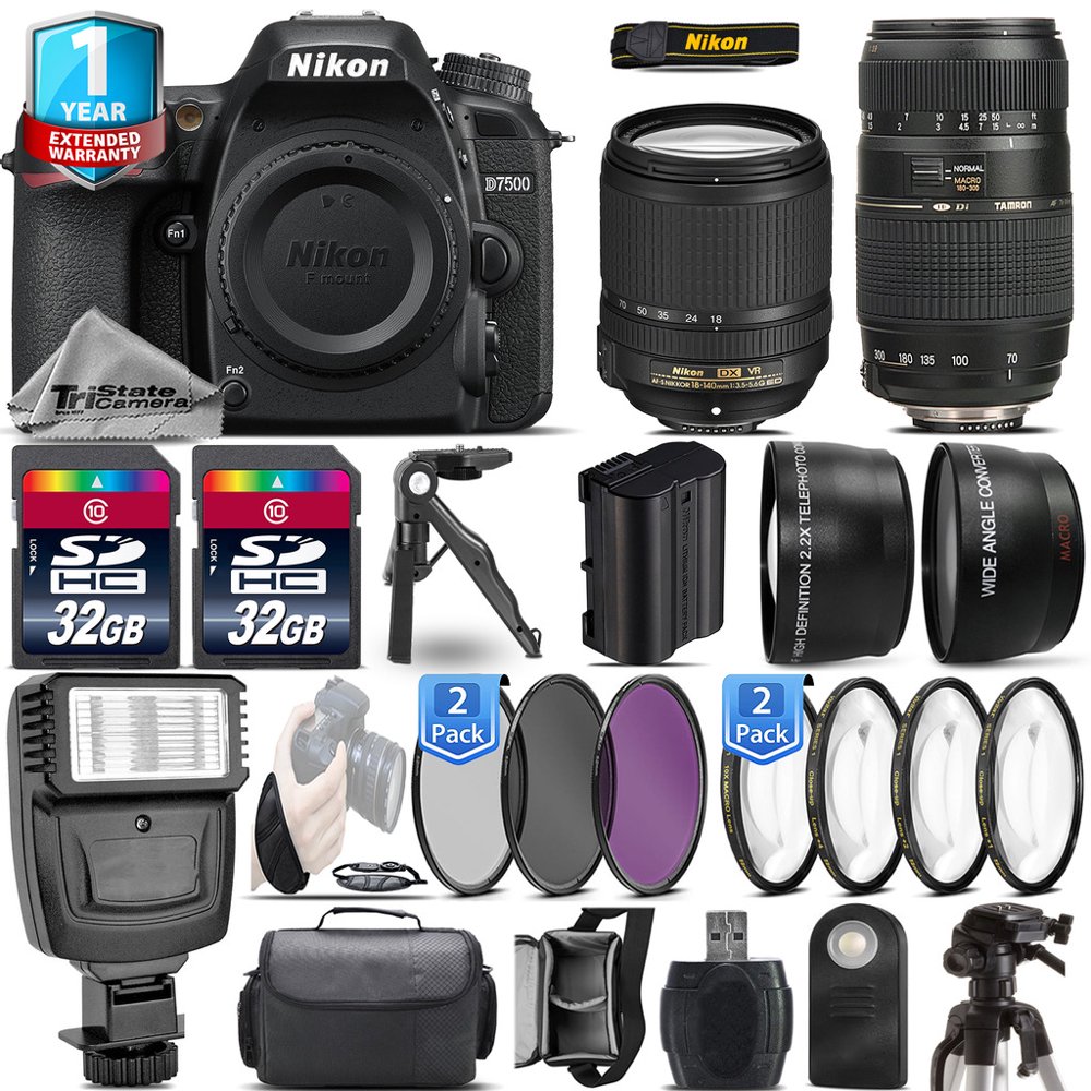 Nikon D7500 Camera + AFS 18140mm VR + 70300mm VR + 1yr Warranty