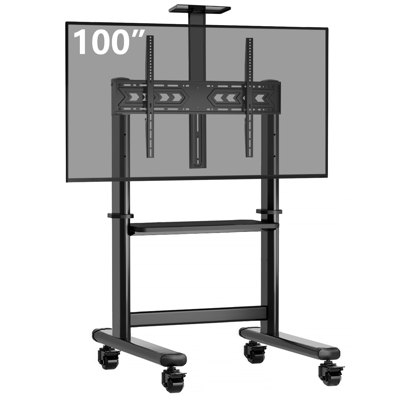 Black Mobile TV Stand Rolling TV Cart for 50 to 100 inch Flat Screen