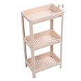 thumbnail image 2 of Bathroom Floor Storage Shelf Multifunctional Multi Layer Stable Durable Freestanding Corner Rack Shelves Beige 3 Layers, 2 of 5