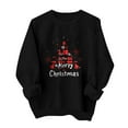 thumbnail image 4 of Cadancy Merry Christmas Sweatshirts for Women Plaid Xmas Tree Funny Print Pullover Tops Loose Crew Neck Long Sleeve Holiday Shirts Winter Vacation Party Outfits 2025, 4 of 5