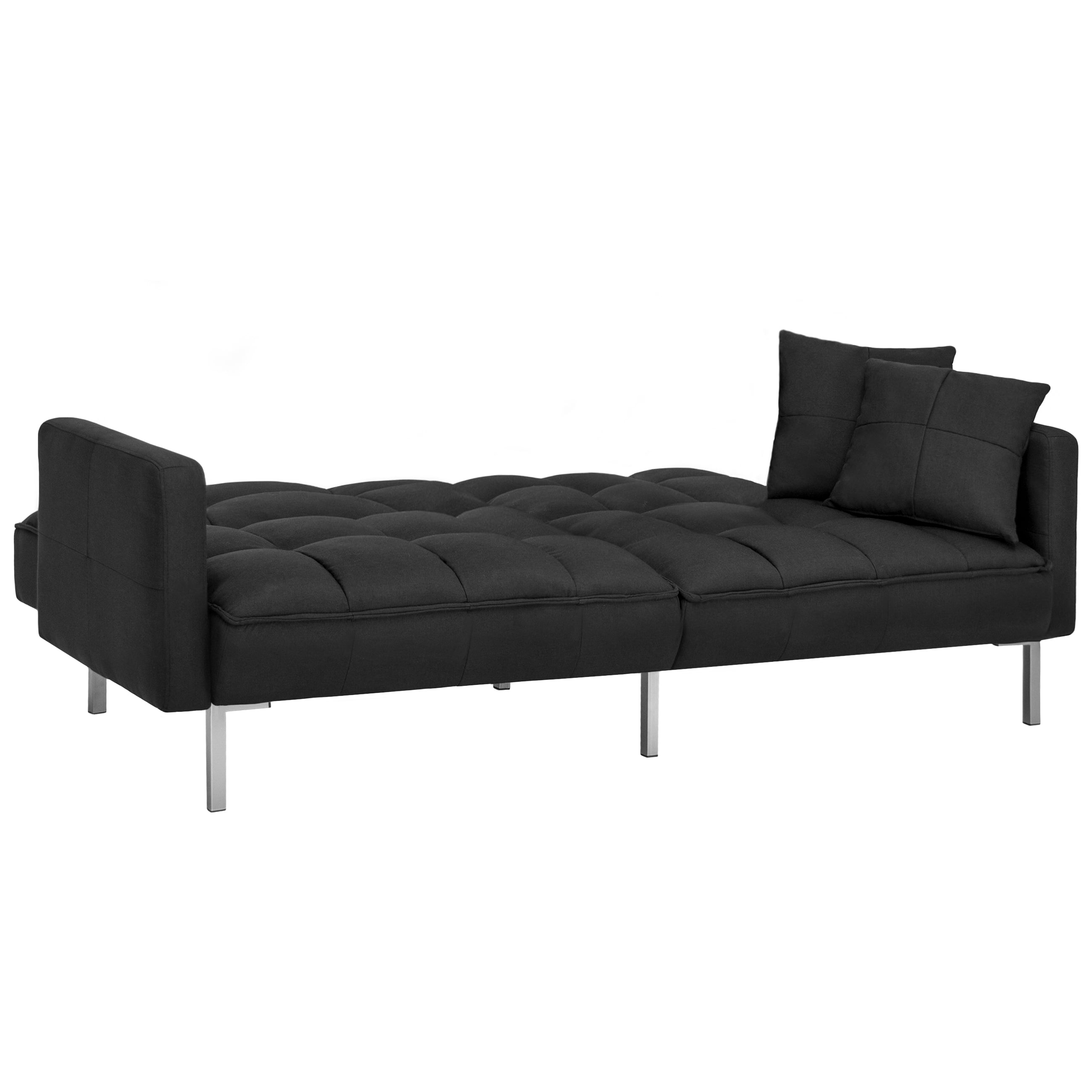 Best Choice S Convertible Futon Linen Tufted Split Back Couch Best Choice S Convertible Futon Linen Tufted Split Back Couch W Pillows Black Com
