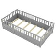 thumbnail image 4 of Miniyam Wood Twin Size Floor Bed with High Guardrail, Gray, 4 of 7
