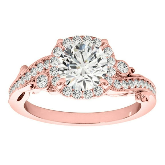 Aonejewelry 1.00 Carat Natural IGI Certified Diamond Engagement Weddding Ring For Woman Crafted In 14K Solid Rose White Yellow Gold (I-J/I2-I3)