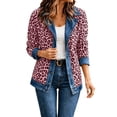 thumbnail image 3 of Miaoju Womens Leopard Denim Patchwork Collared Shirt Jacket Casual Long Sleeve Button Front Denim Blazer Lightweight Shacket, 3 of 9
