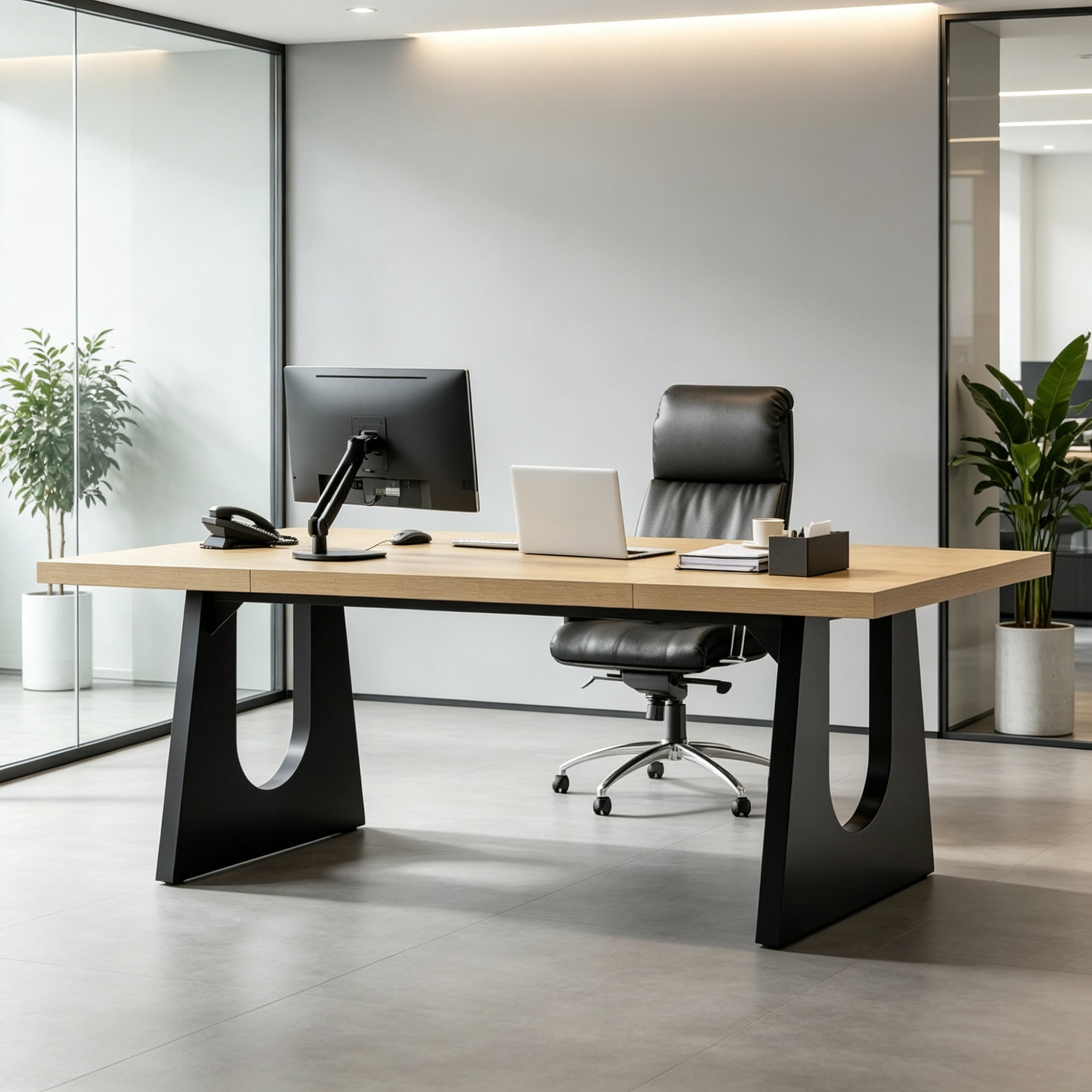 70.86" Executive Desk, Modern Computer Desk with Storage for Home Office