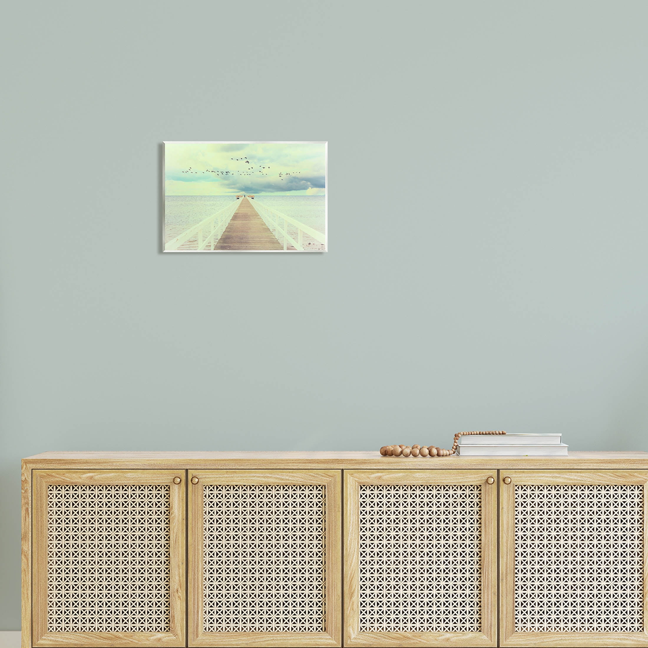 Distant Dock Peaceful Coast Shore Coastal Photograph Unframed Art Print Wall Art
