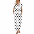 thumbnail image 6 of Cavosen 2 Piece Pajama Set for Women Button down Soft Sleepwear Short Sleeve Collared Tops Long Pants Nightwear Polka Dots Print Loungewear with Pocket Comfort Pjs White S, 6 of 6