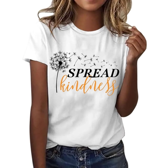 Birdeem Blouses pour Femmes Mode Imprimé Manches Courtes Blouse Drôle Col Rond T-Shirt Tops