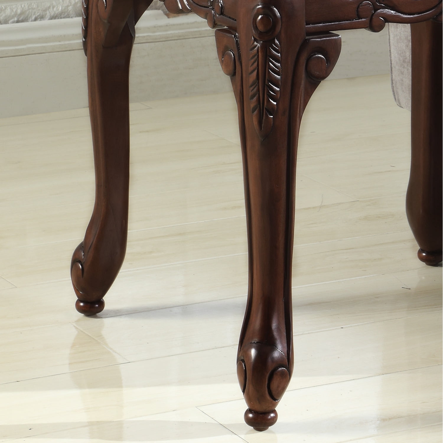 Traditional Wood End Table with Ornate Detailing and Dark Cherry Finish