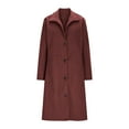 thumbnail image 2 of Fnooota Peacoats for Women, Single Breasted Lapel Collar Winter Below the Knee Womens Wool Blend Coats Wine Size 2XL, 2 of 6