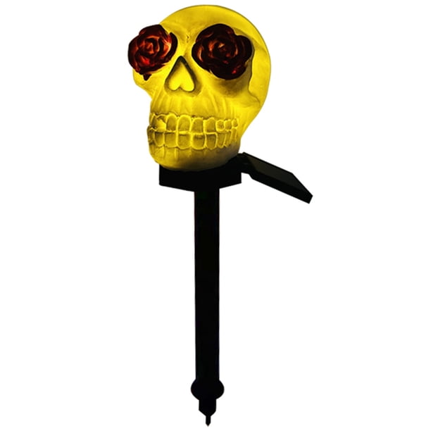 Luces Solares Calavera Halloween LED Calabaza Solar para Jardín Aterradora
