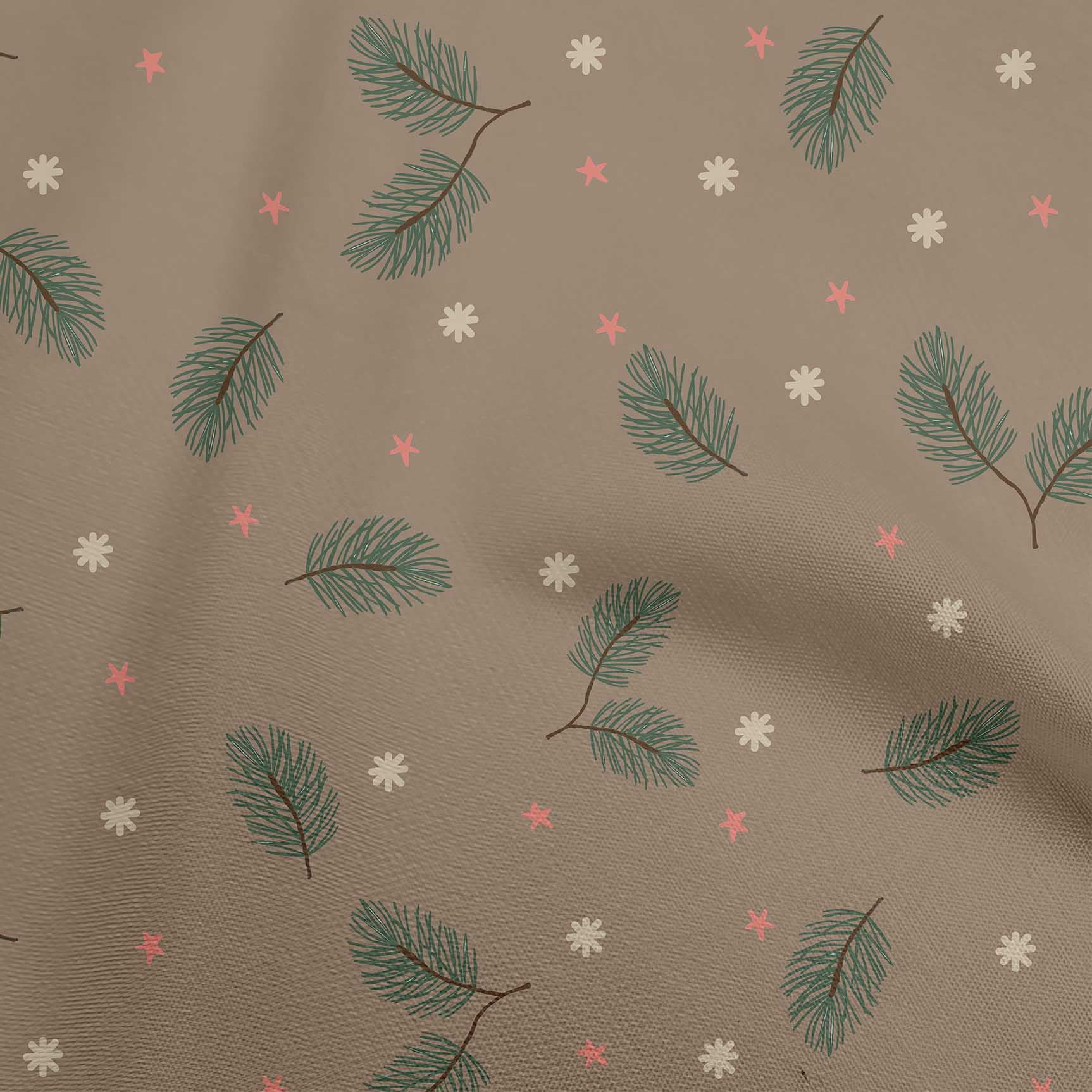 oneOone Cotton Poplin Twill Light Brown Fabric Christmas Feather Quilting Supplies Print Sewing Fabric By The Yard 56 Inch Wide