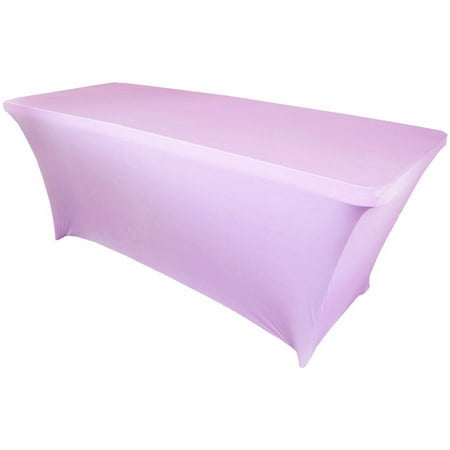 

Wedding Linens Inc. (200 GSM) Premium 5 FT Rectangular Spandex Stretch Fitted Table Cover Tablecloths - Lavender