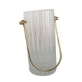 thumbnail image 2 of GUOOL Clear Cylinder Glass Flower Vase Striped Lines with Metal Handle Multifunctional 9x20cm, 2 of 9