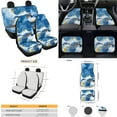thumbnail image 4 of Yuyamidu 15 PCS Blue Marble Print Car Seat Covers and Floor Mats Sea Turtle Steering Wheel Cover Seatbelt Strap Pad Cup Coasters Handbrake Cover Set, 4 of 6