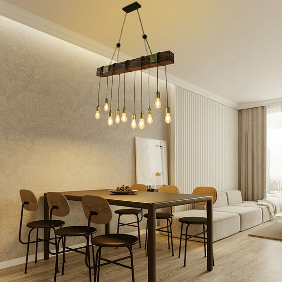Farmhouse Wood Beam Island Hanging Pendant Light Ceiling Light Chandelier Light for dining room, entryway