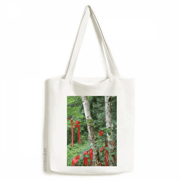 branch red wishing tote canvas bag shopping satchel casual handbag