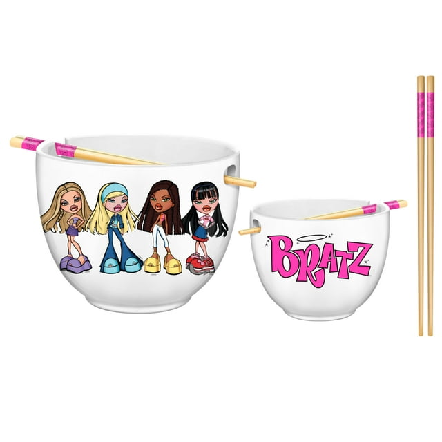 Personajes plateados de Buffalo Bratz de Ramen Bowl con palillos