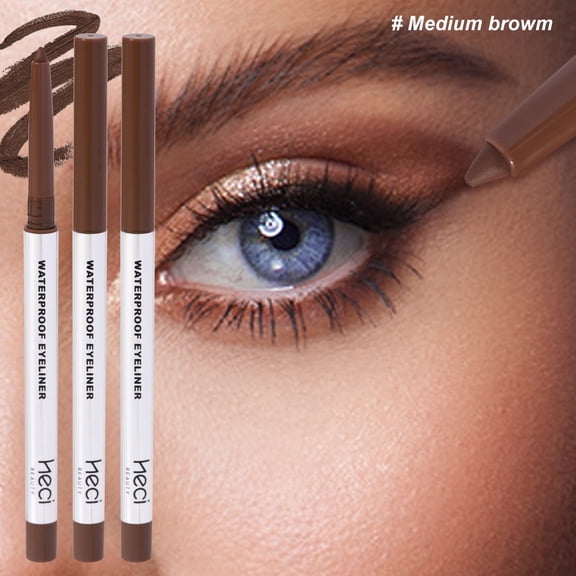 HECI BEAUTY Gel Eyeliner Pencil Set, 3 Count, Medium Brown