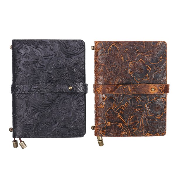 Travelers Notebook Vintage Leather Journal Flower Embossed Refillable Notepad Notebook Gift for