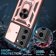 thumbnail image 5 of Compatible with Samsung Galaxy S23 Plus Case,Galaxy S23+ Plus Case with HD Screen Protector with Slide Camera Cover, 360°Rotation Ring Kickstand [Military Grade] Case for Galaxy S23 Plus,Rose Gold, 5 of 15