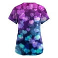 thumbnail image 3 of Qwertyu Womens Valentine Shirts V Neck Short Sleeve Dressy Valentines Day Scrubs Cute Heart Print Graphic Nursing Uniform with Pockets Dark Purple M, 3 of 3