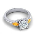 thumbnail image 3 of 2.50 Carat Unique Round Shape (F-G/VS1) Natural Diamond & Citrine Gemstone Ring for Engagement 14K White Gold Size 9.5 by Diamond Capitals, 3 of 8