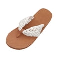 thumbnail image 2 of IEMIEMIEM Women's Crochet Lace Flip Flops 2026 Boho Comfortable Thong Sandals with Flat Sole for Summer Beach Wear Beige 10 Wide, 2 of 8