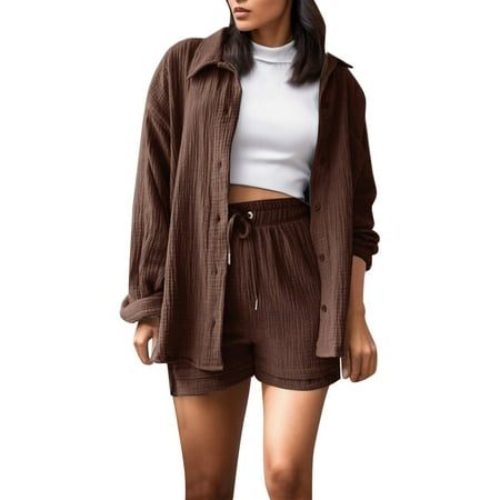 Lojoutye 2025 Fashion Set Womens Shorts Bathing Suit Tops for Women Set Long Sleeve Shirt Full Coverage Swimsuit Suit Shorts Two Piece Neon Swimsuit for Women Plus Size Set Basic Shirt Top and Sh