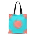 thumbnail image 1 of JSDART Sac Fourre-Tout en Toile Cercle Corail sur Aqua Petit Sac à Main Géométrique Réutilisable Épaule Courses, 1 of 1