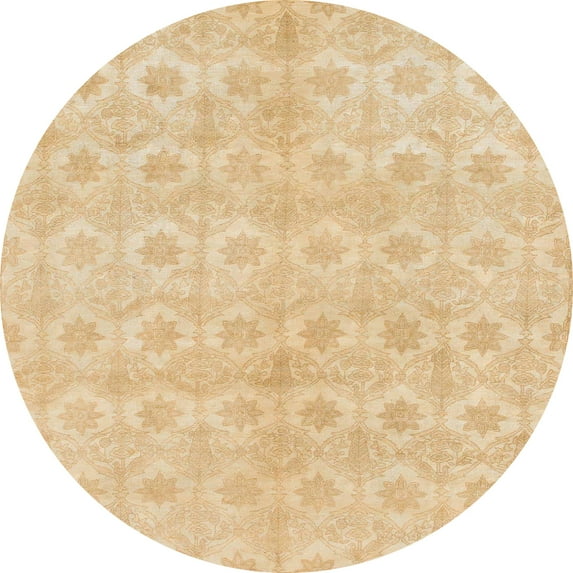Ahgly Company Indoor Round Abstract Yellow Abstract Area Rugs, 5' Round